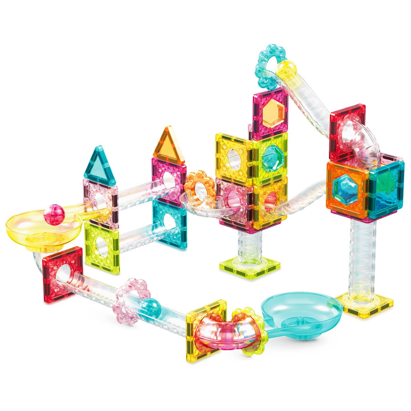 60 pc Mini Diamond Magnetic Marble Run Track Set - Travel Size