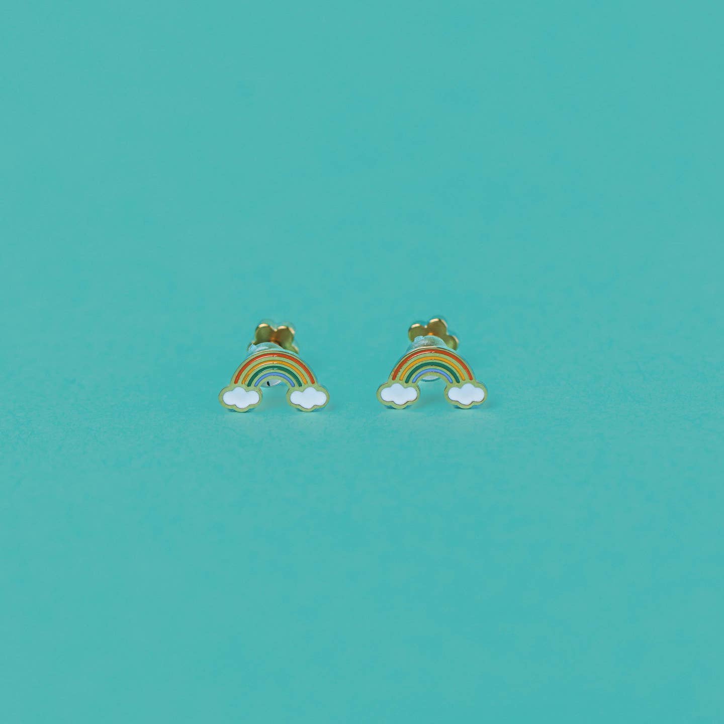 Rainbow Enamel Flat Back Kids Earrings