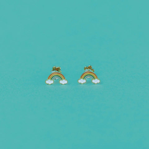 Rainbow Enamel Flat Back Kids Earrings