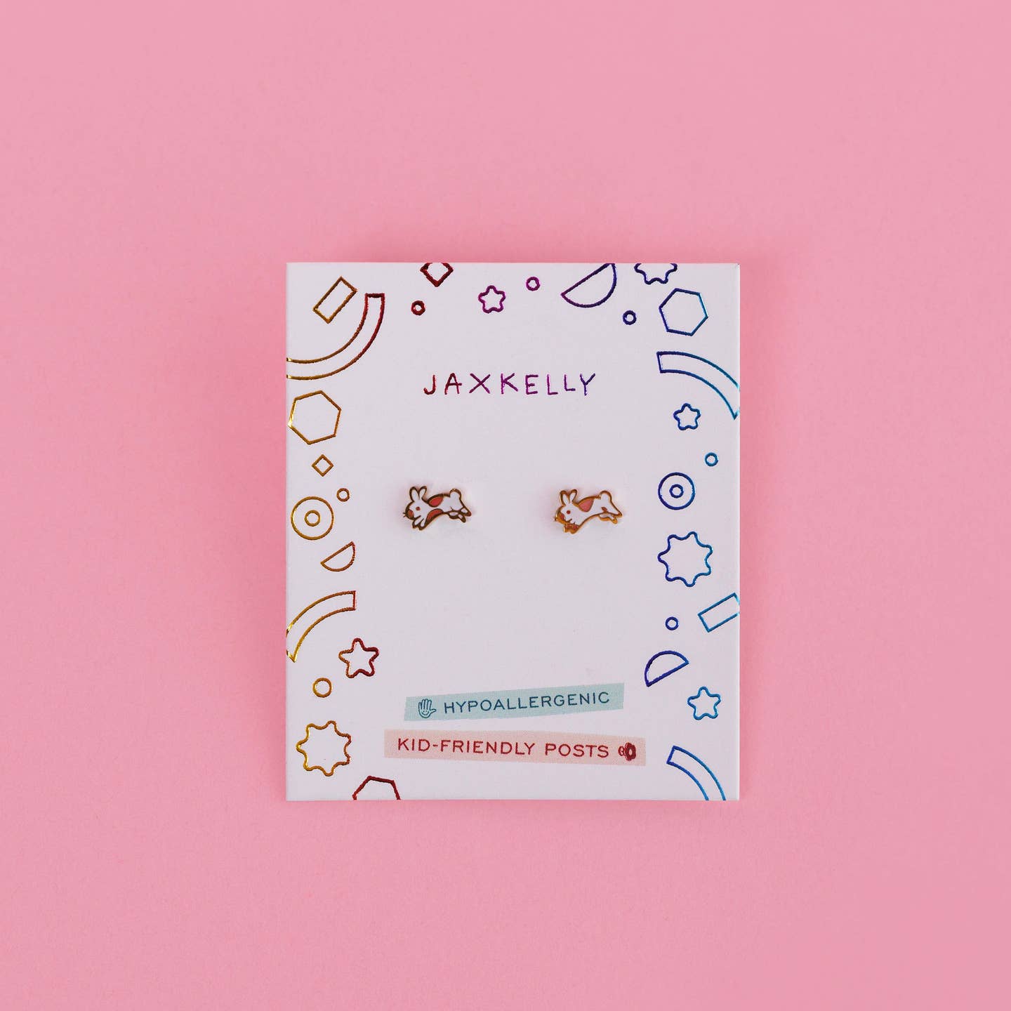 Bunny Enamel Flat Back Kids Earrings