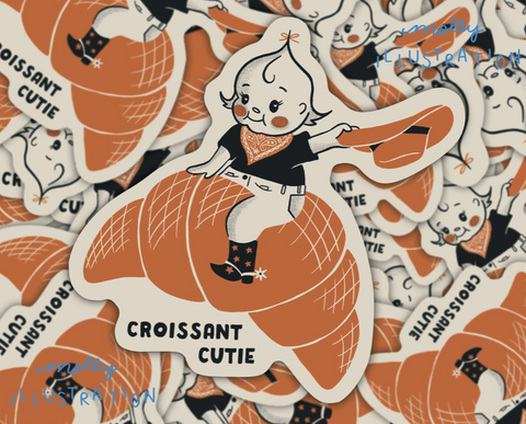 Croissant Cutie Kewpie Vinyl Sticker