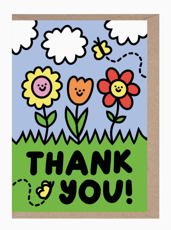 Thank You - Greeting Card - Cute - Thanks - Flowers