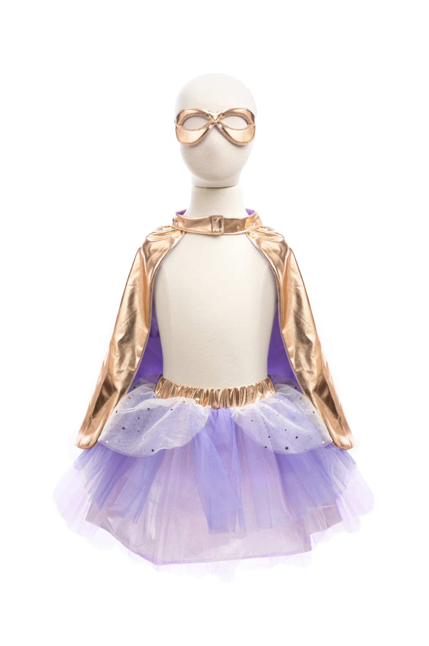 Super-duper Tutu, Cape & Mask, Metallic Rose Gold & Lilac, Size 4-6