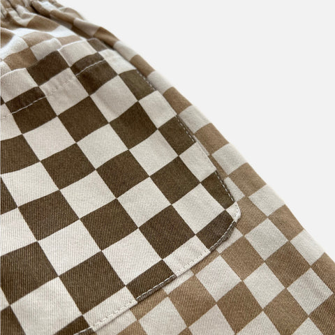 Two Tone Checkerboard Shorts Sand