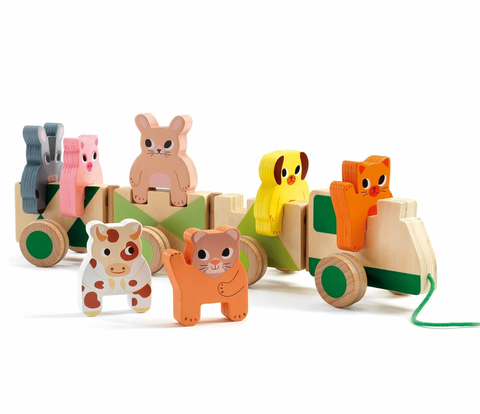Trainimo Farm Wooden Pull-Along Activity Toy