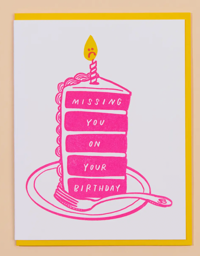 Missing You On Your Birthday Cake Card