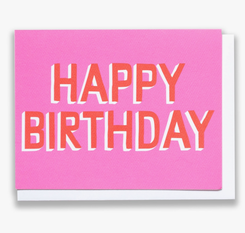 Pink and Red Happy Birthday Note Card