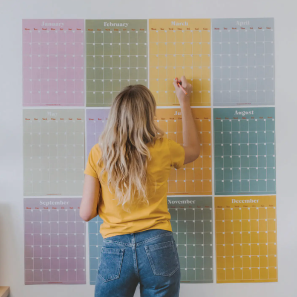 Sunday Start | Undated A3 Wall Planner | 12 Pages | Pastels