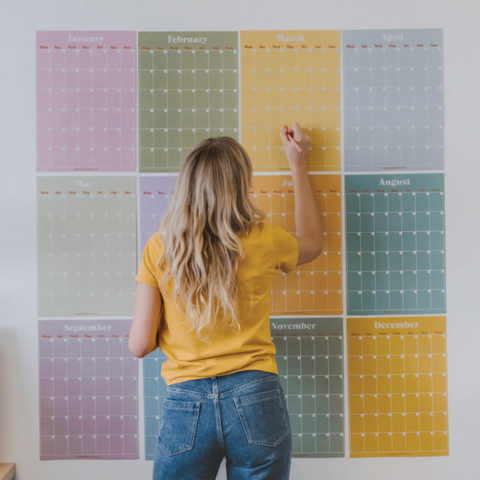 Sunday Start | Undated A3 Wall Planner | 12 Pages | Pastels
