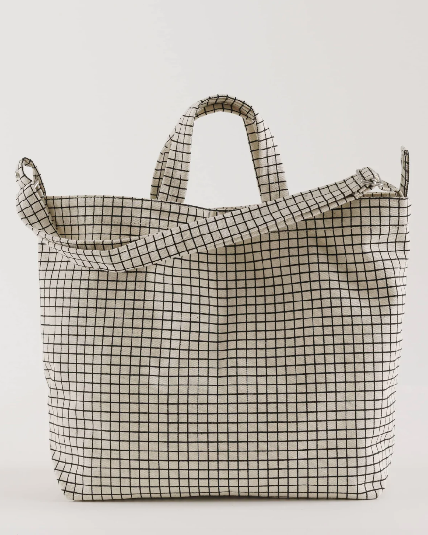 Baggu Horizontal Zip Duck Bag Natural Grid - Stay Forever