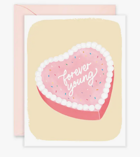 Forever Young Vintage Birthday Cake Card