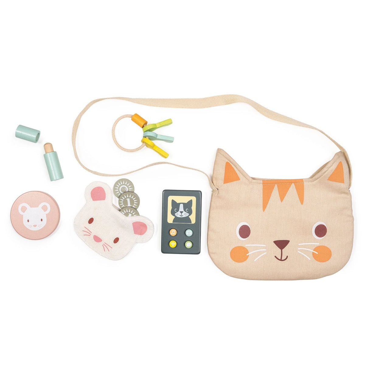 Wooden Kitten Handbag Pretend Play Set