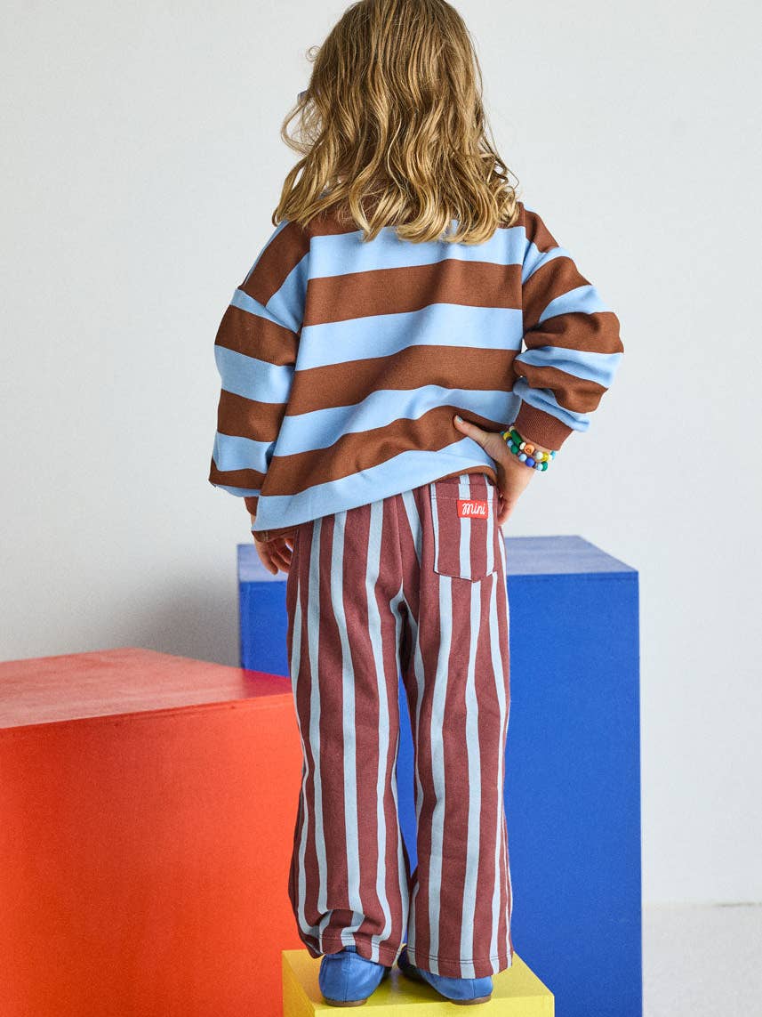 Striped Sweatshirt - Light Blue & Brown