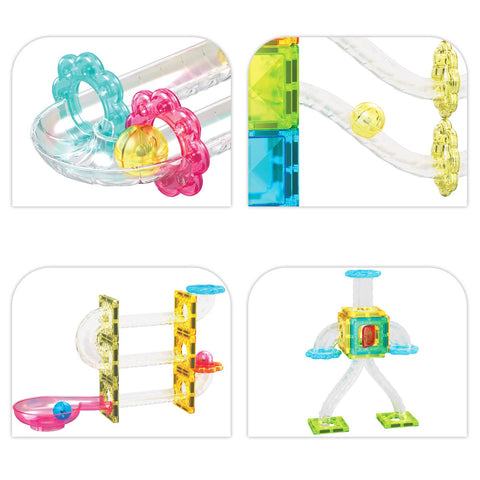 60 pc Mini Diamond Magnetic Marble Run Track Set - Travel Size