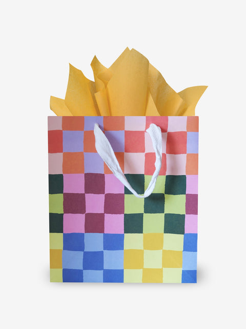 Rainbow Check Gift Bag Medium