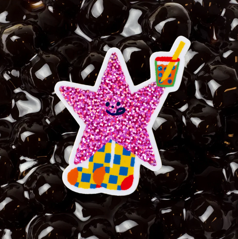 I ♡ Boba! Cute Star Glitter Sticker