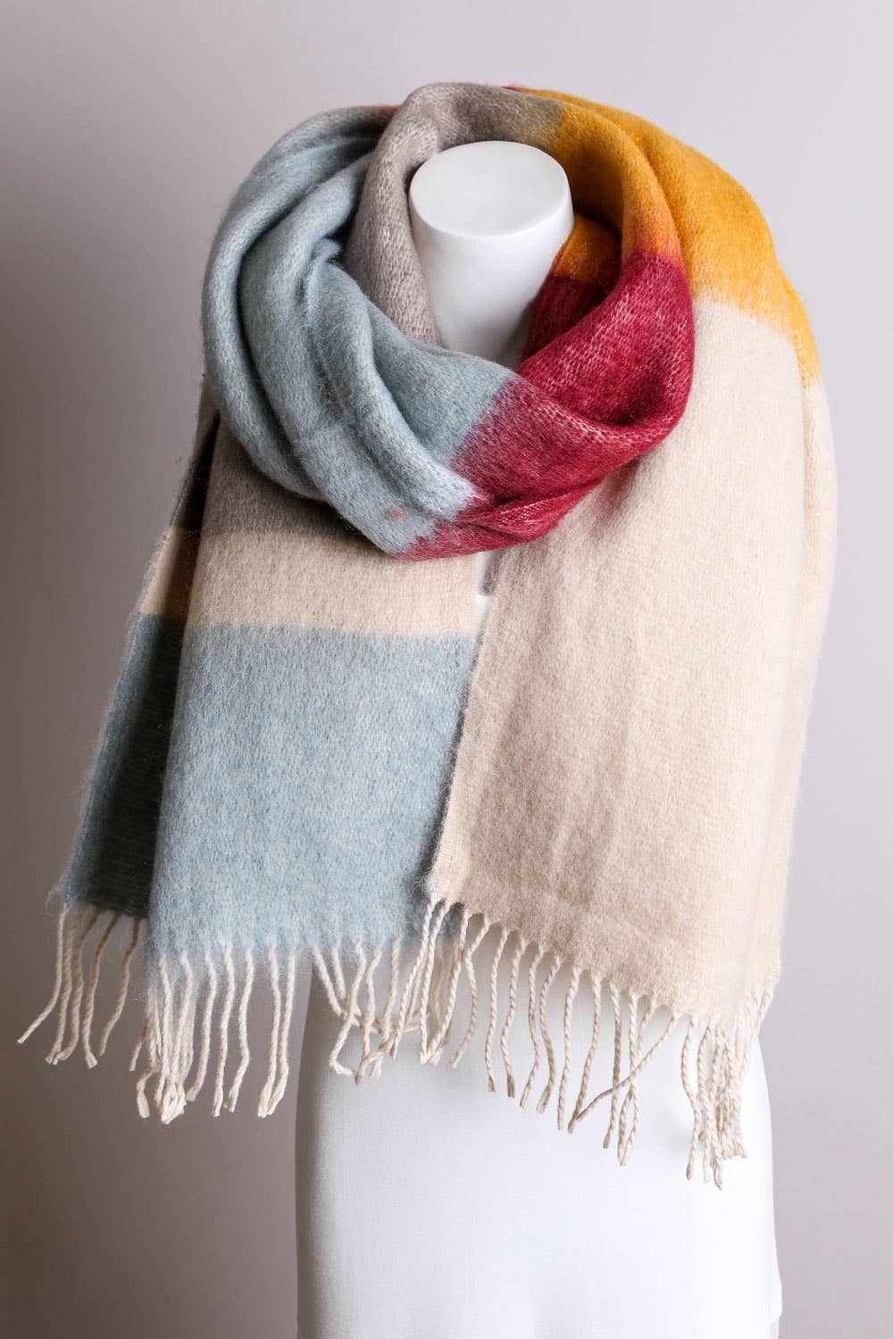 Fuzzy Color Block Scarf