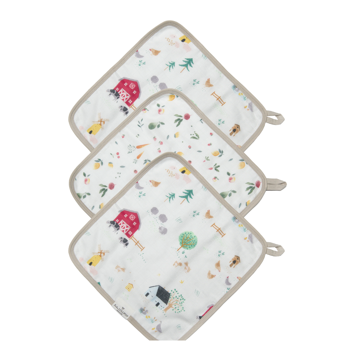 Farm Animals 3 Piece Washcloth