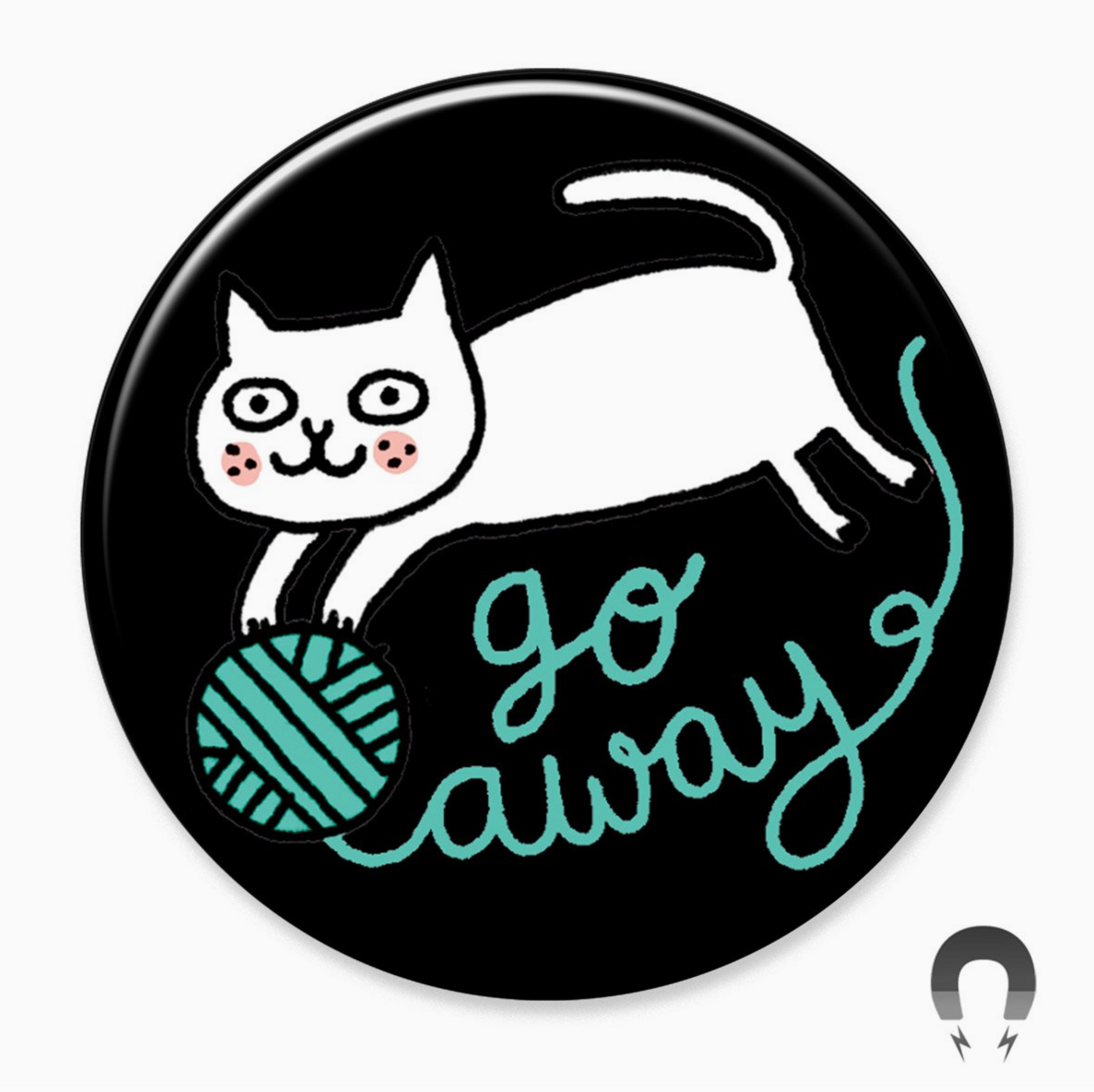Go Away Yarn Cat Big Magnet