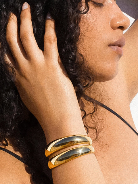 Ronan 18K Gold Non-Tarnish Round Bangle