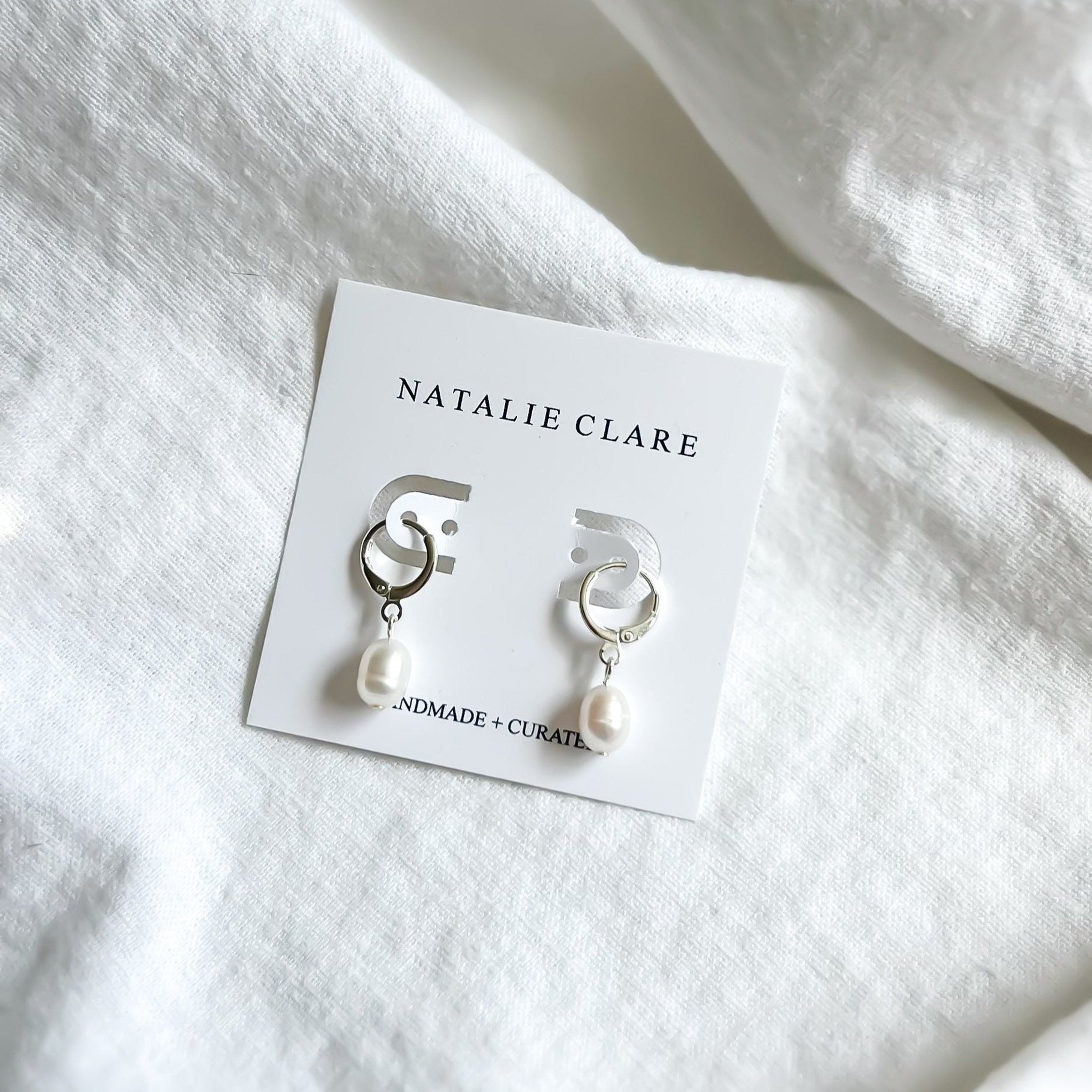 Silver Pearl Huggie Hoops - Stay Forever