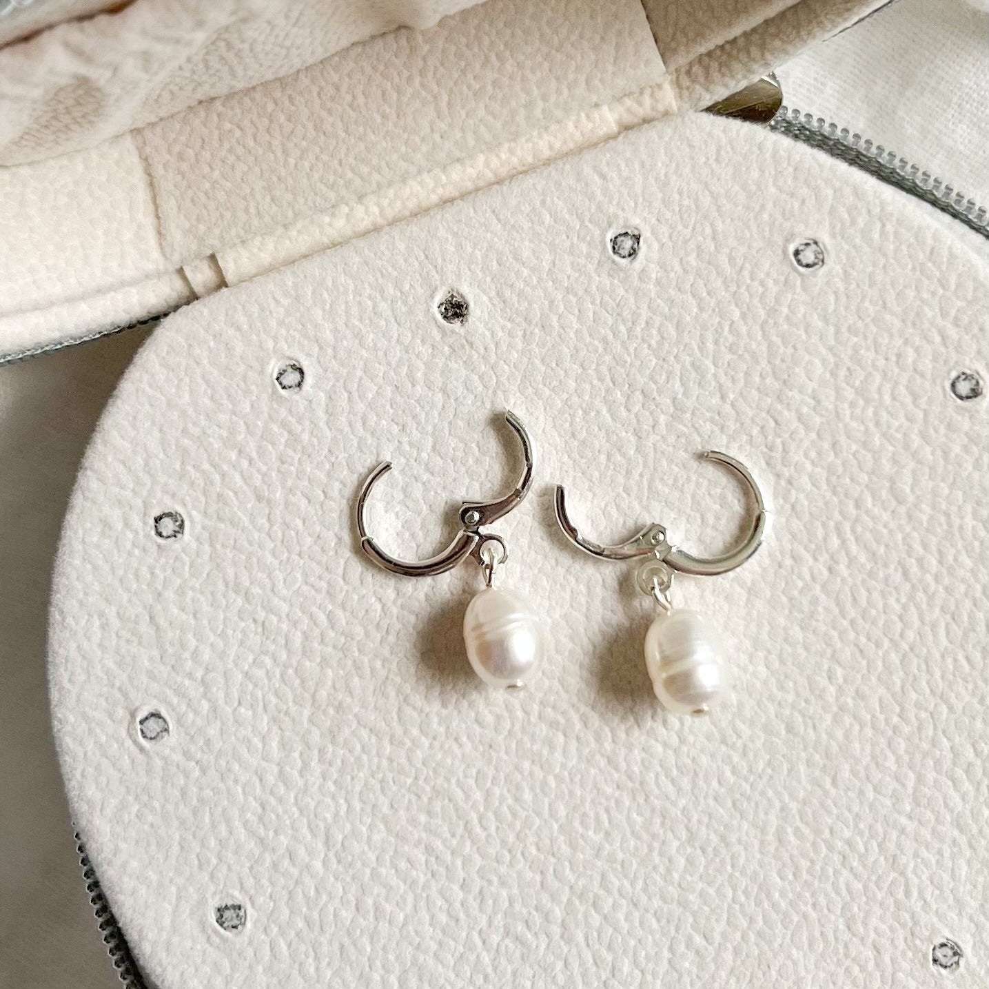 Silver Pearl Huggie Hoops - Stay Forever