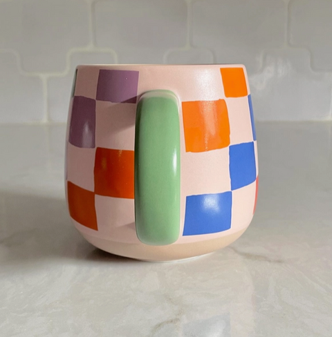 Rainbow Check Ceramic Mug