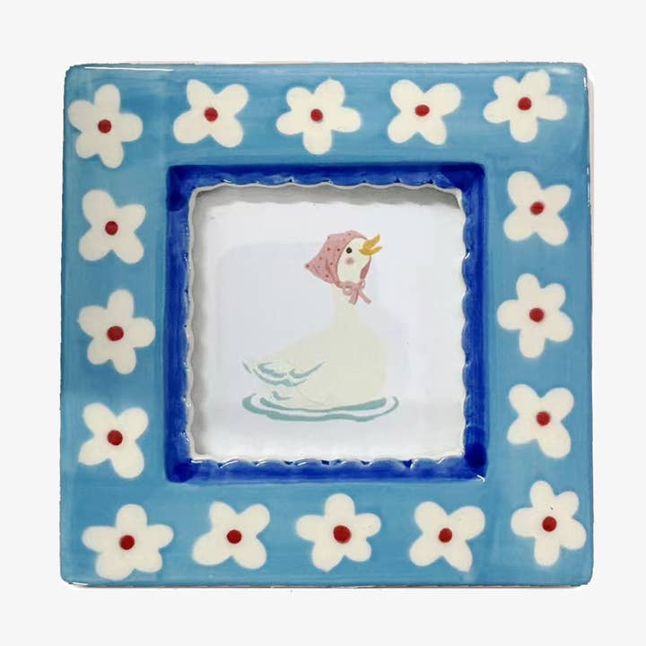 Ceramic Photo Frame, Blue Flowers