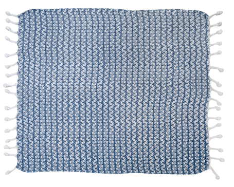 Cotton Printed Throw w/ Braided Pom Poms