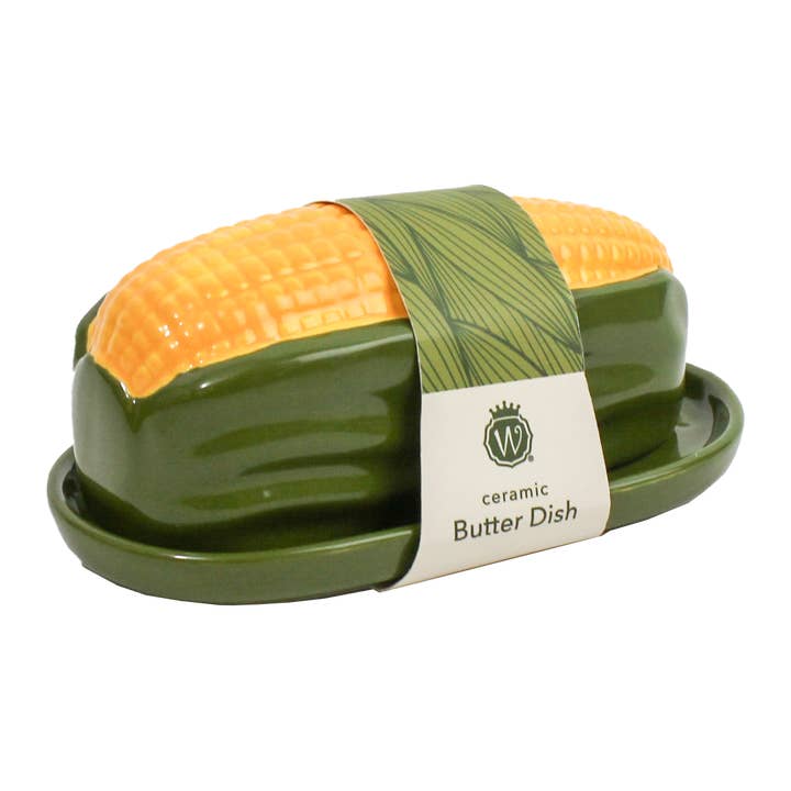 Figural Corn Ceramic Butter Dish