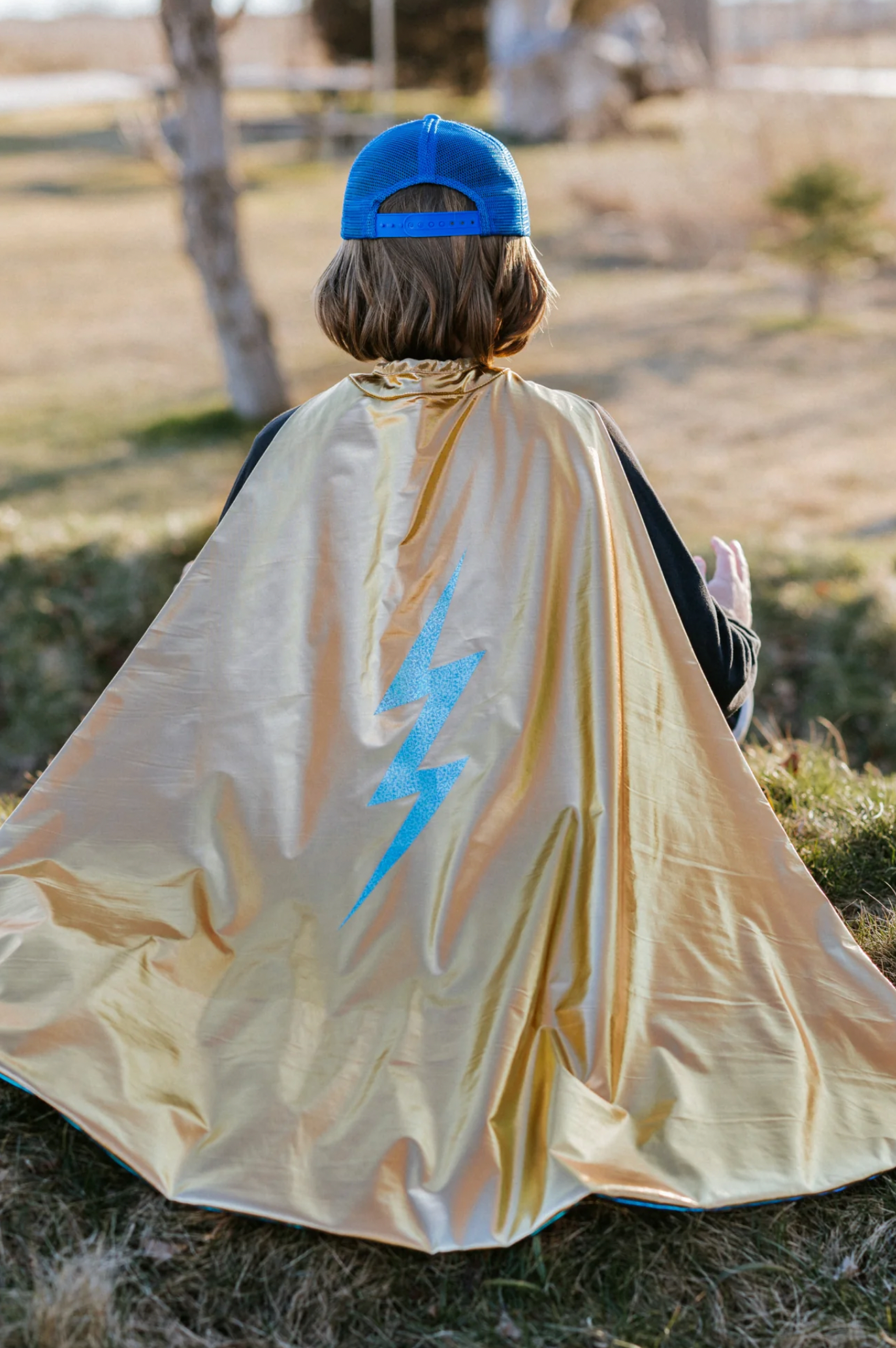 Blue Lightning Holographic Reversible Cape, Size 5-6