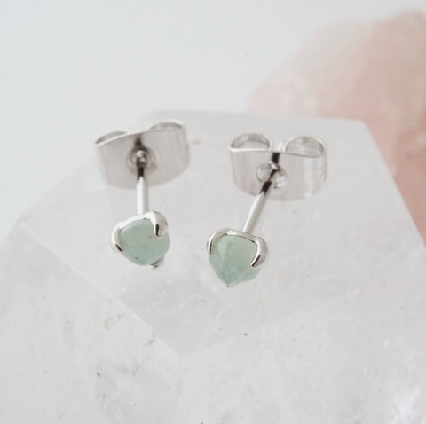 Jade Point Solitaire Studs Silver