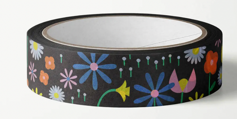 Black Floral Washi Tape