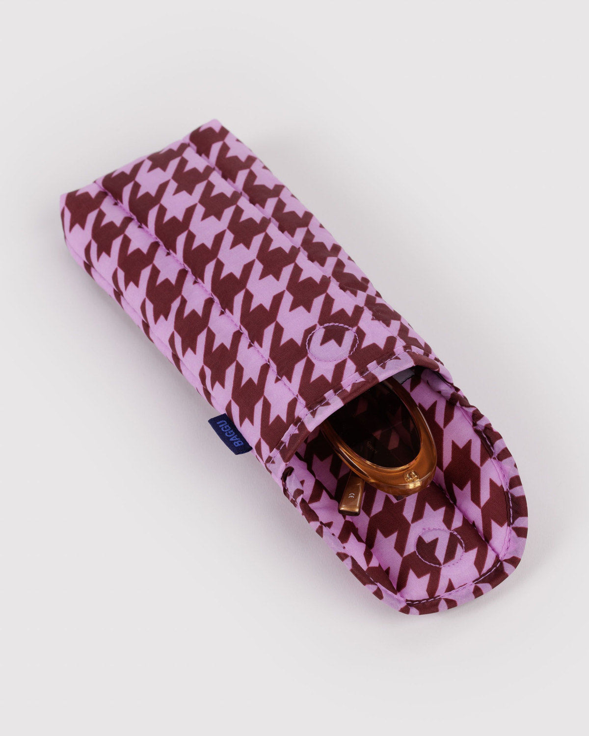 Puffy Glasses Sleeve Pink Houndstooth