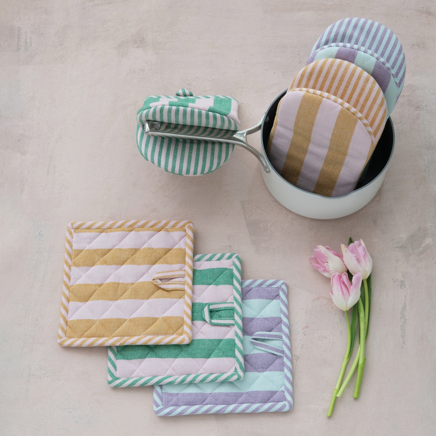 Cotton Contrast Stripe Pot Holder