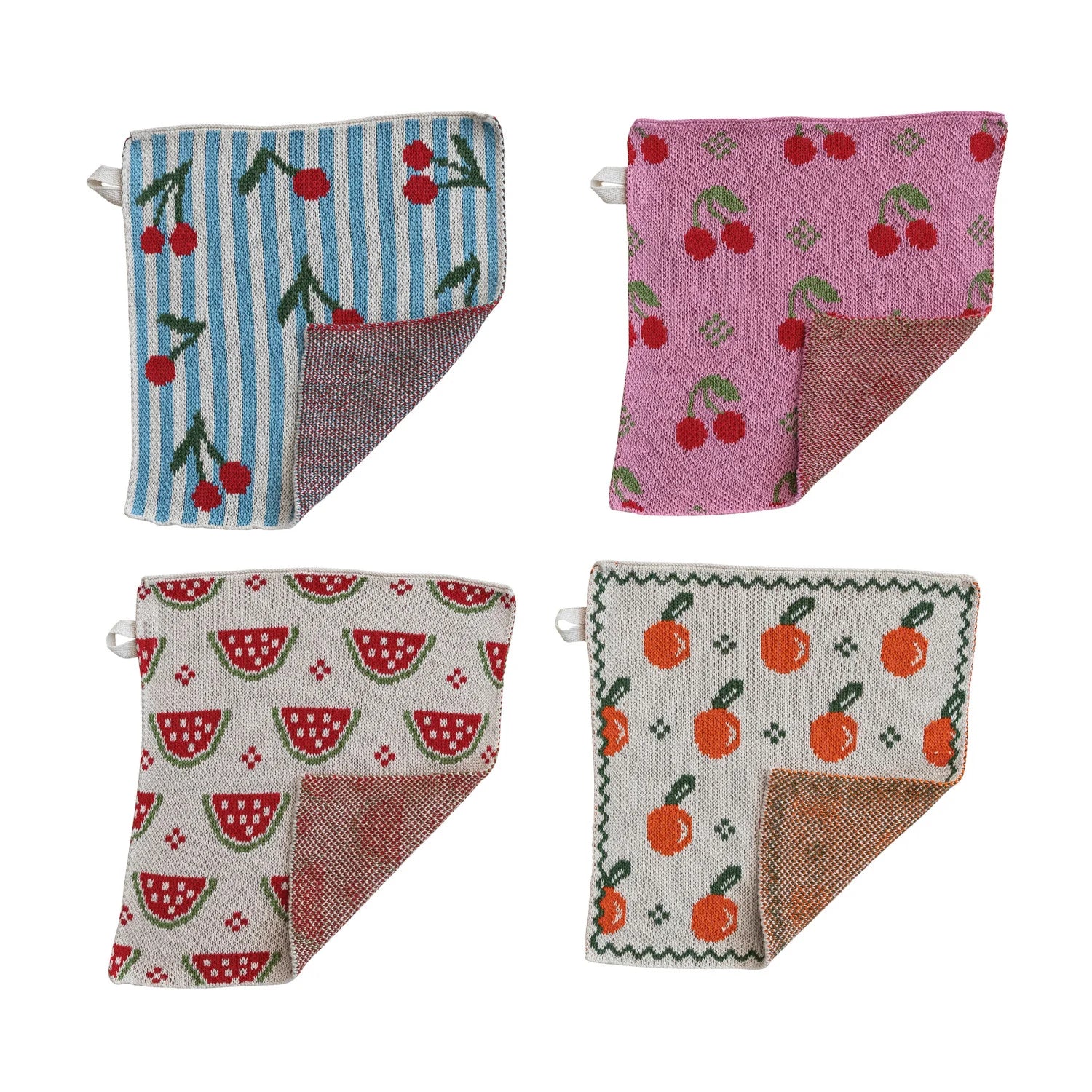 Cotton Knit Dish Cloth Fruit
