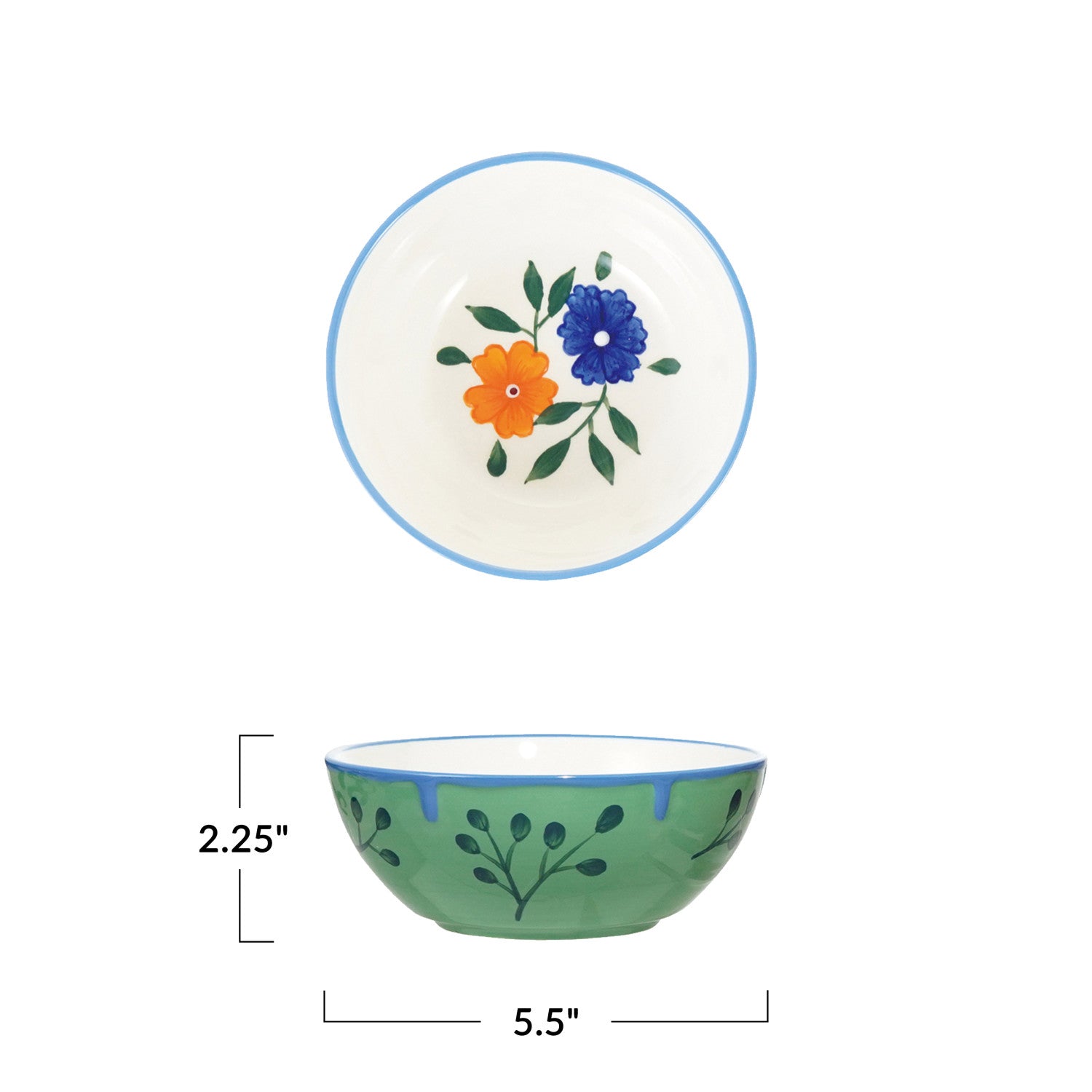 Stoneware Bowl with Botanical Design