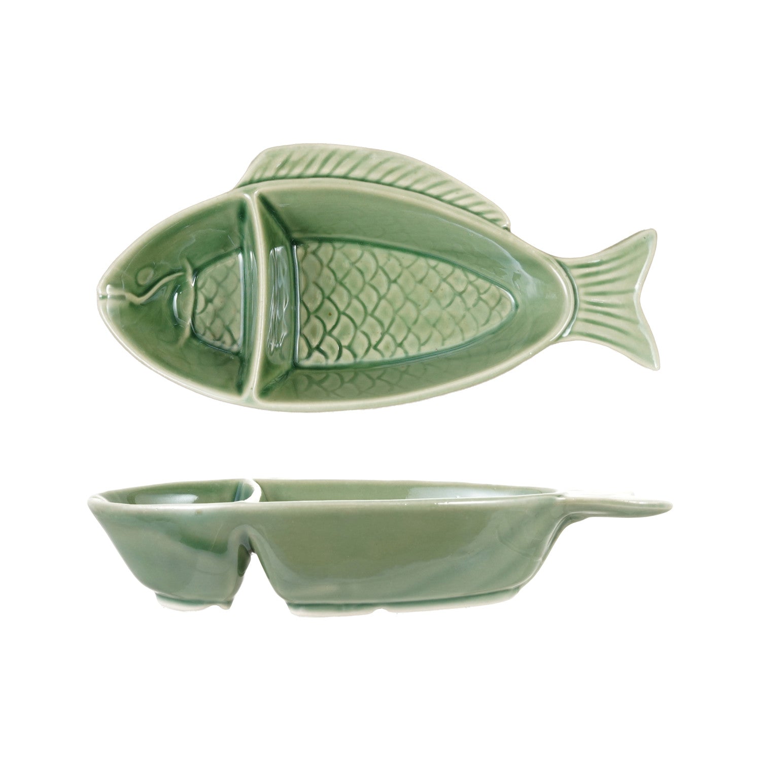 Fish Shaped Dish w/ 2 Sections