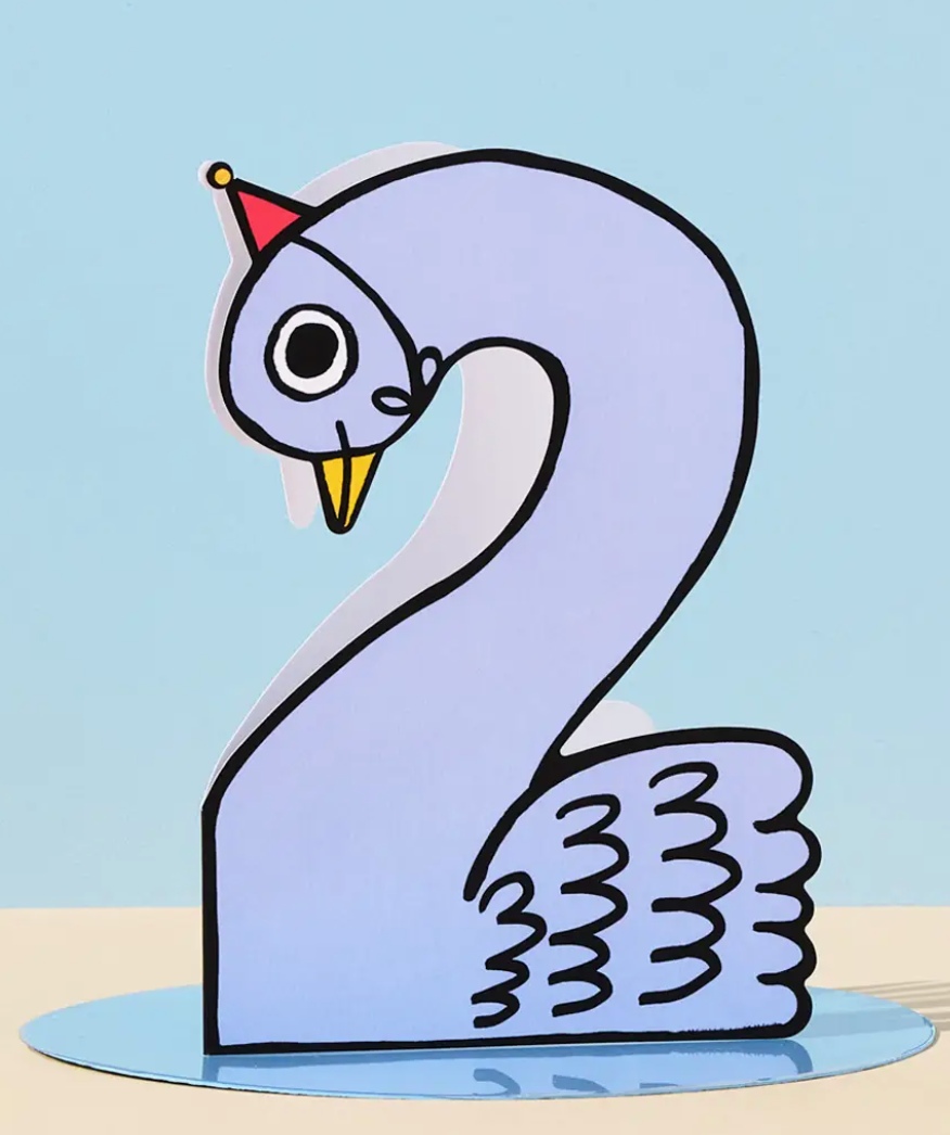 Swan 2nd Birthday Kid's Card