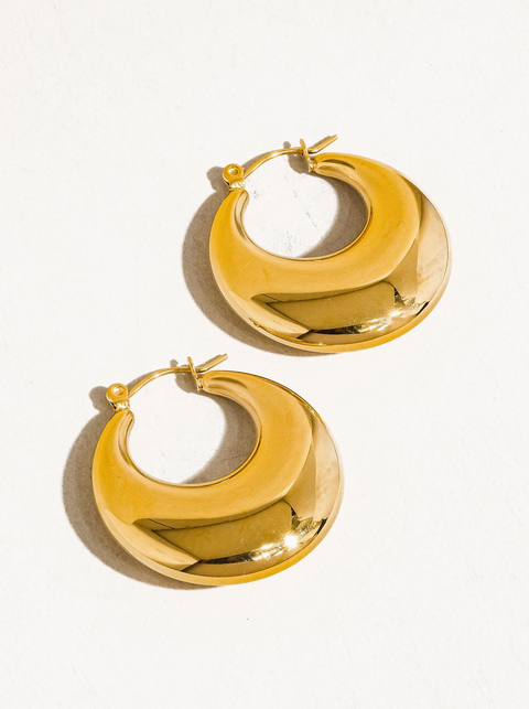 Catherine Non-Tarnish Classic Round Gold Hoop Earring Yellow Gold