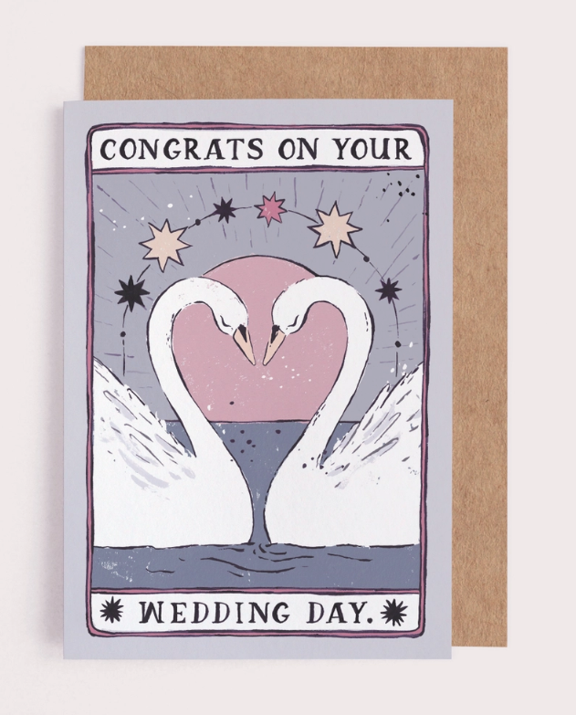 Swans Wedding Card