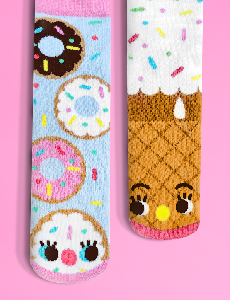Donut & Ice Cream Mismatched Non-Slip Kids Socks - Small