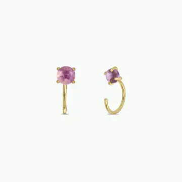Huggies - Amethyst - Gold Earrings
