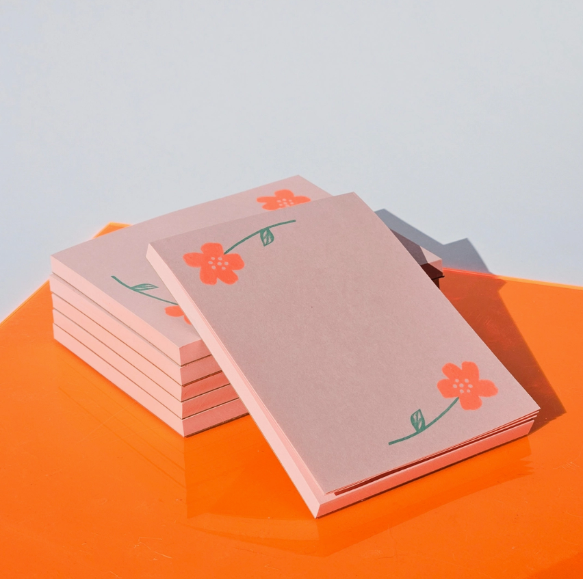 Flower Pair - Risograph A2 Notepad