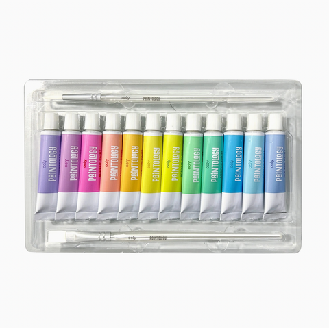 Paintology Acrylic Paints + 2 Brushes - Pastel Colors