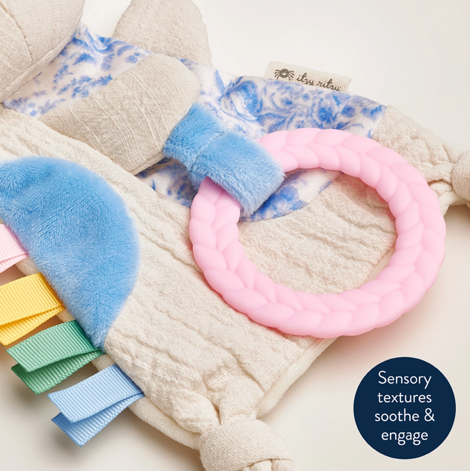 Bitzy Crinkle Sensory Toy with Teether Kitty