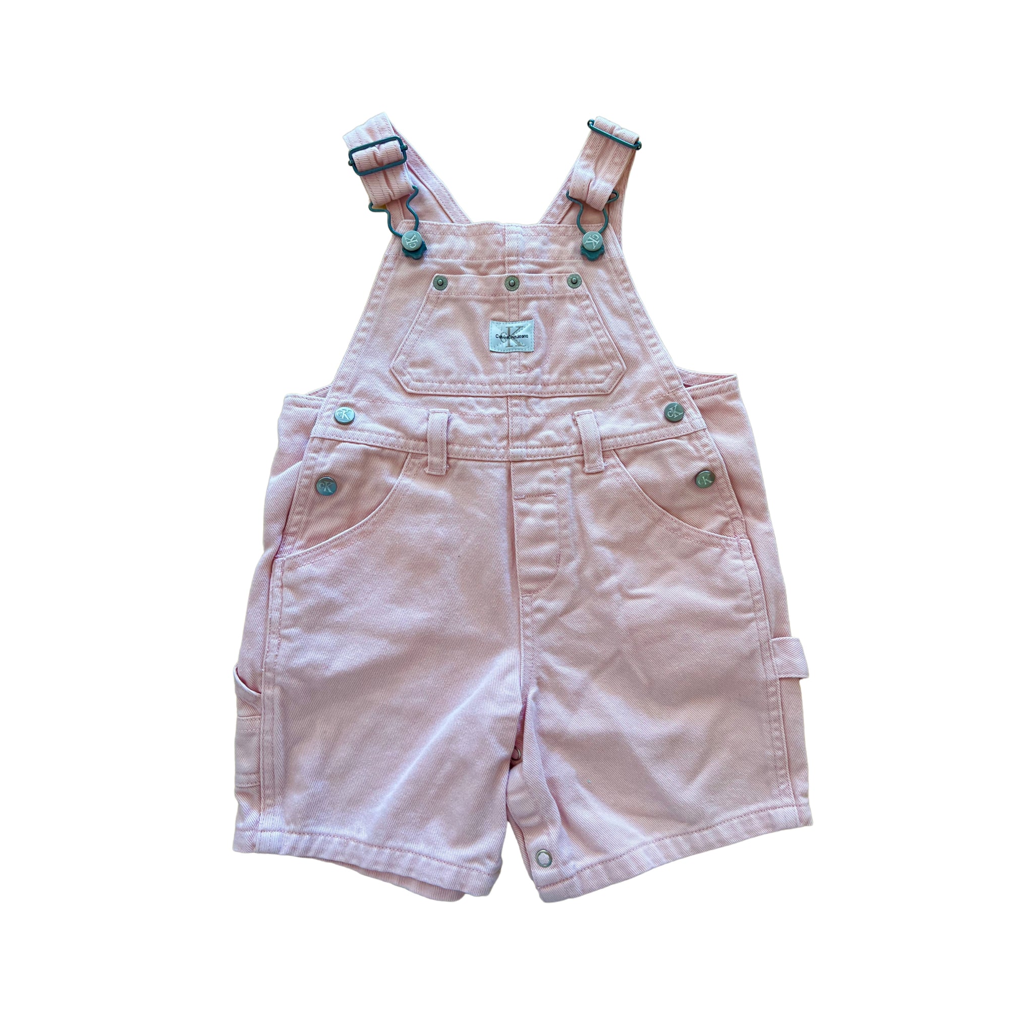 (pre-worn) Vintage Calvin Klein Indigo Pink Shortalls 18M