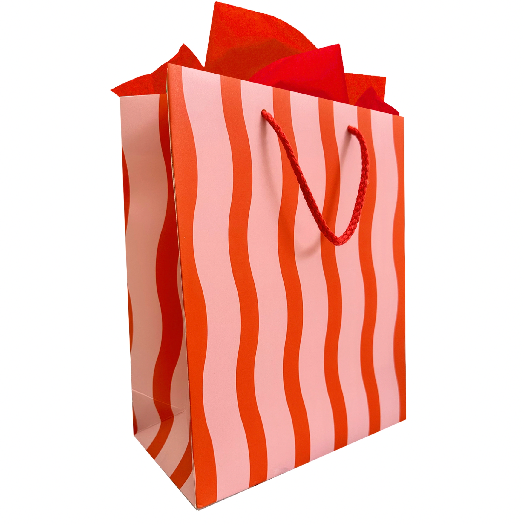 Tangy Red Fussy Stripe Gift Bag Medium
