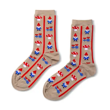Gnome Mushroom Crew Socks - Small