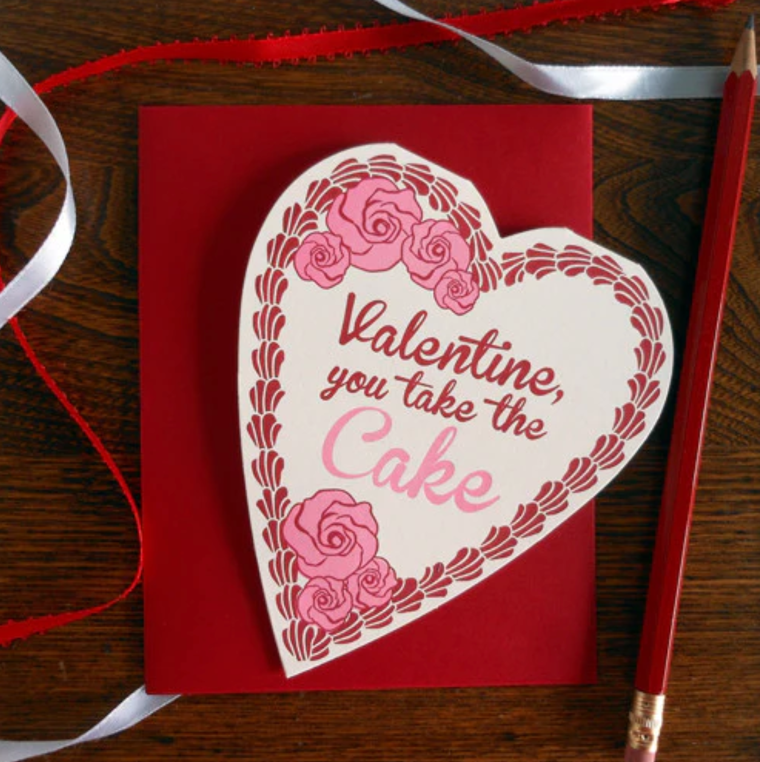 Valentine Heart Shaped Cake Card